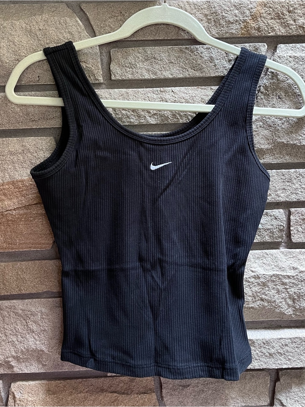 Nike Black Ribbed Tank with White Swoosh size small vintage - Picture 2 of 8